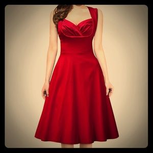 Red vintage style swing dress